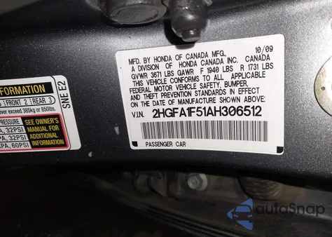 2010 Honda Civic Lx from USA, damaged, VIN 2HGFA1F51AH306512